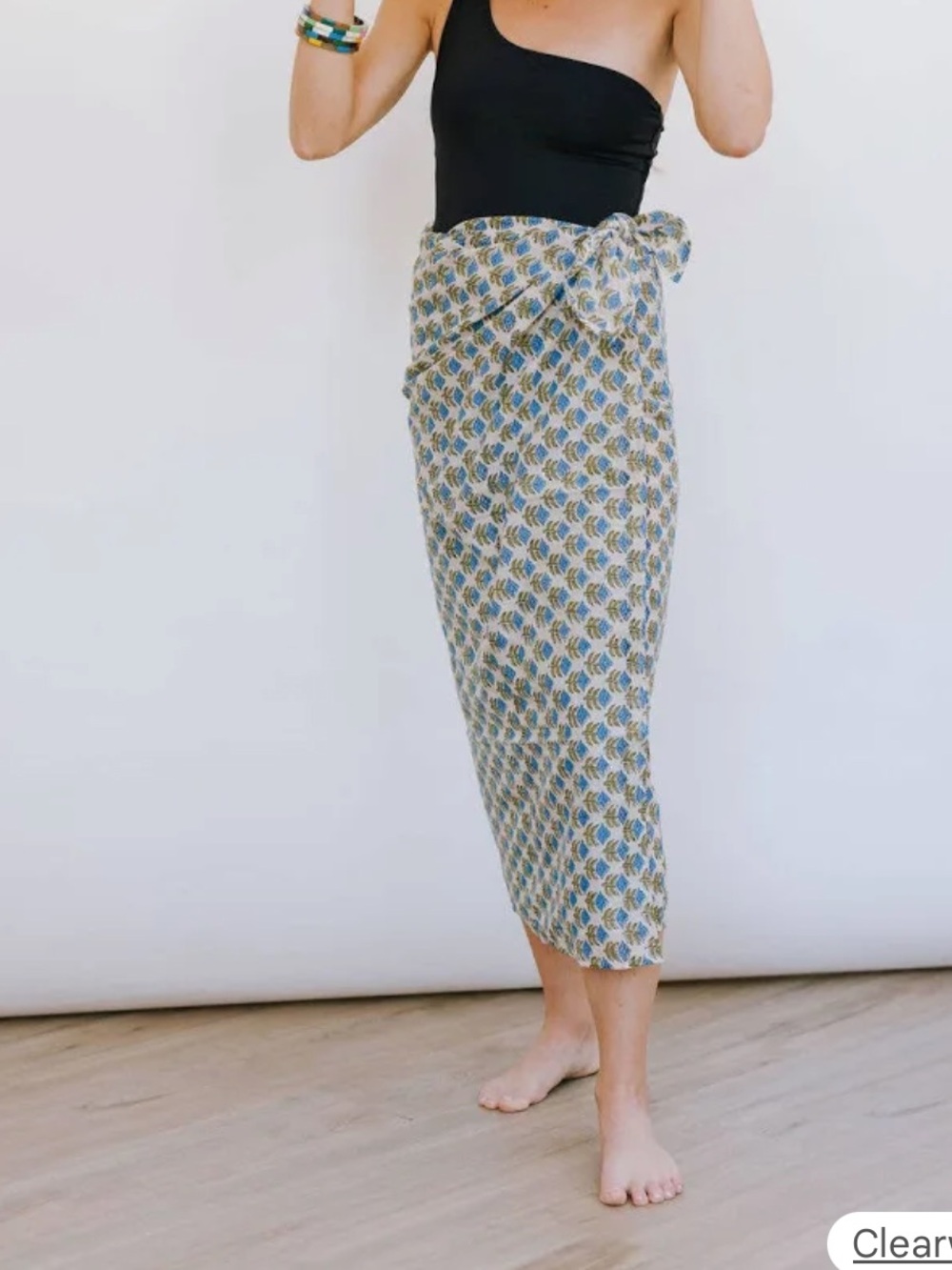 Sunshine Tienda NWT pacific sarong 100% cotton block print boho summer swim OS